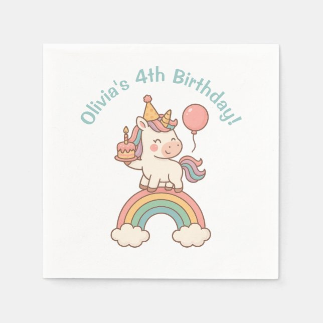 Unicorn Birthday Napkin (Front)