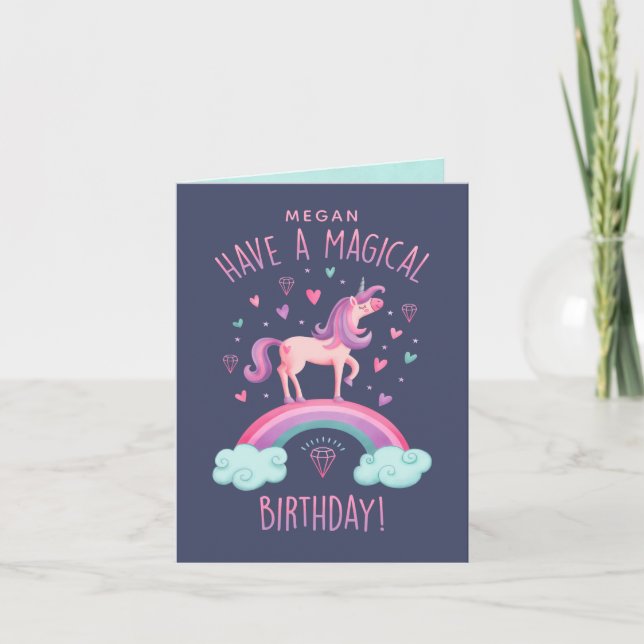 Unicorn Birthday Note Card (Front)