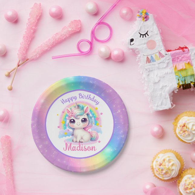 Unicorn Birthday Paper Plate (Party)