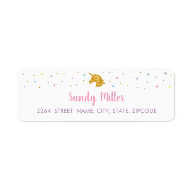 Unicorn Birthday Party Address Label (Front)