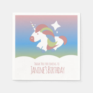 Unicorn Birthday Party Clouds Colourful Gradient   Napkin