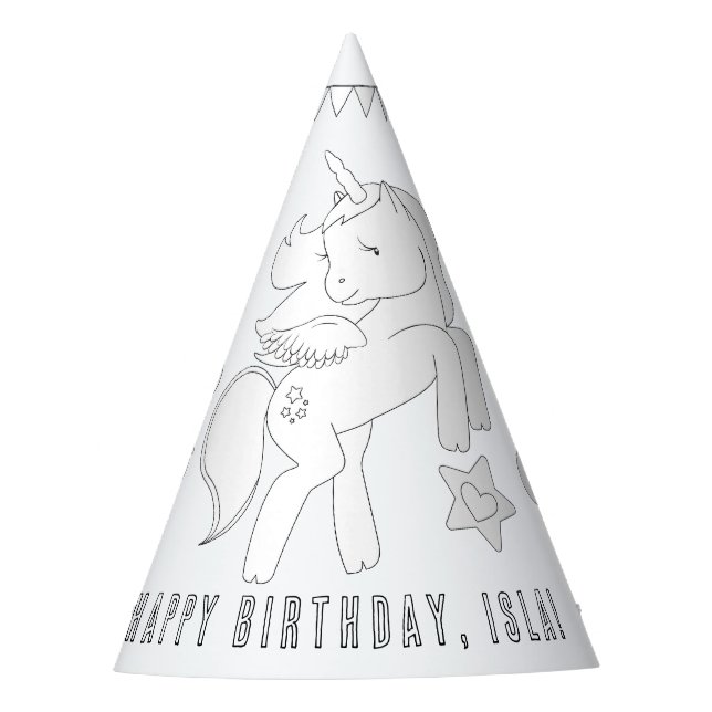 Unicorn Birthday Party - Colour Your Own Hat (Front)