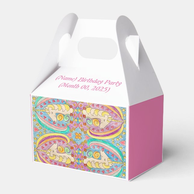 Unicorn Birthday Party Favour Box (Front Side)