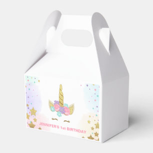 Unicorn Birthday Party Favour Box Magical Pink Gol