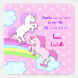 Unicorn Birthday Party Favour Stickers