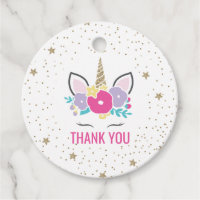 Unicorn Birthday Party favour tags gold glitter