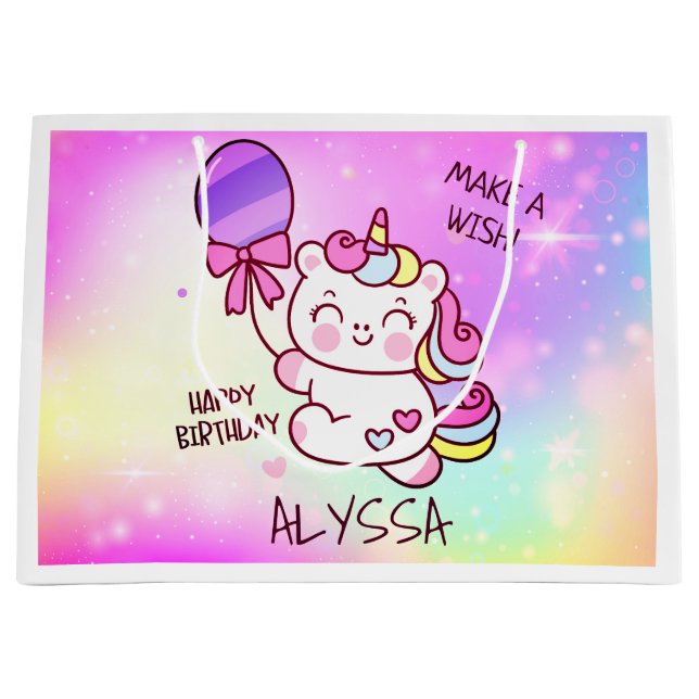 Unicorn Birthday Party Gift Bag (Front)