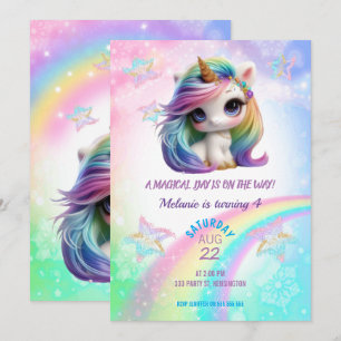 Unicorn Birthday Party Girl Invitation