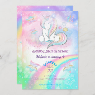 Unicorn Birthday Party Girl Invitation
