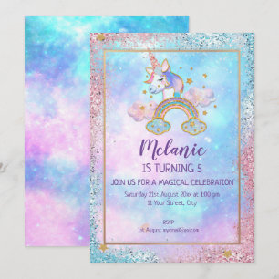 Unicorn Birthday Party Girl Invitation