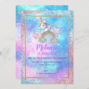 Unicorn Birthday Party Girl Invitation