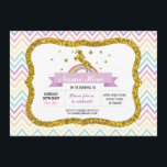 Unicorn Birthday Party Gold Glitter Rainbow Invite<br><div class="desc">Cute unicorn birthday invite,  perfect for any age birthday party. Simply change the text to suit your party. Back print included.</div>