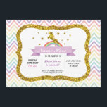 Unicorn Birthday Party Gold Glitter Rainbow Invite<br><div class="desc">Cute unicorn birthday invite,  perfect for any age birthday party. Simply change the text to suit your party. Back print included.</div>