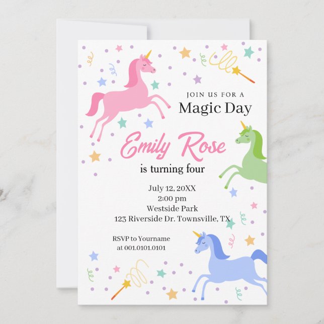 Unicorn Birthday Party Invitation (Front)