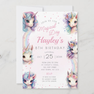 Unicorn Birthday Party Invitation Magical Day