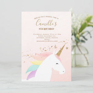 Unicorn birthday party invitation rainbow modern