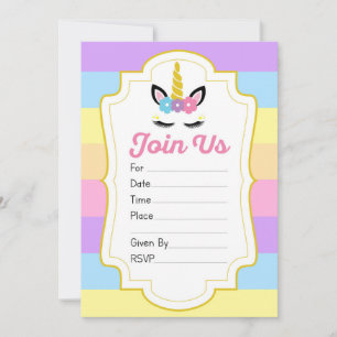 Unicorn Birthday Party Invitations