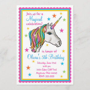 Unicorn Birthday Party Invitations