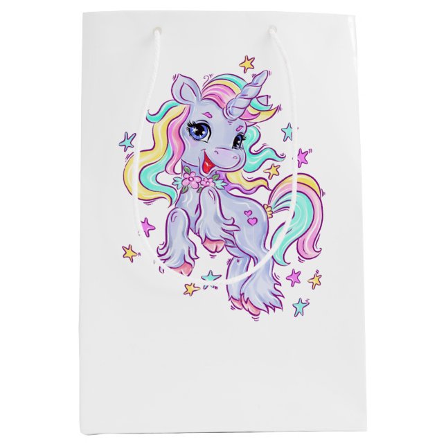 Unicorn Birthday Party  Medium Gift Bag (Front)