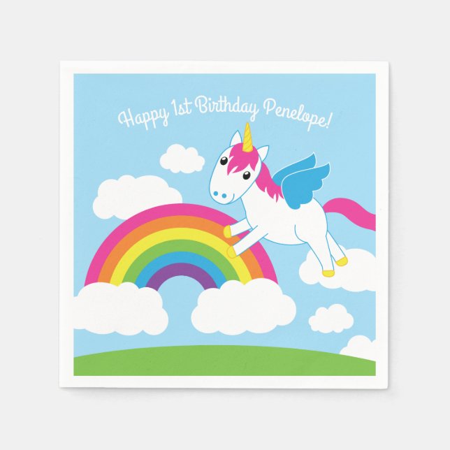 Unicorn Birthday Party Napkin (Front)