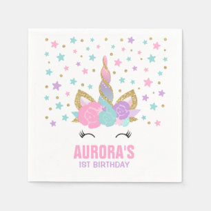 Unicorn Birthday Party Napkin Whimsical Unicorn