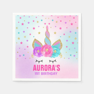 Unicorn Birthday Party Napkin Whimsical Unicorn