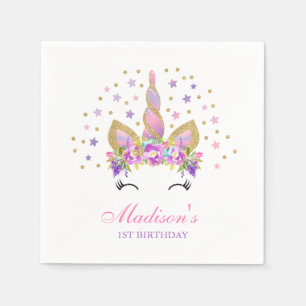 Unicorn Birthday Party Napkin Whimsical Unicorn