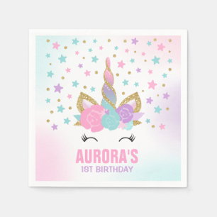 Unicorn Birthday Party Napkin Whimsical Unicorn