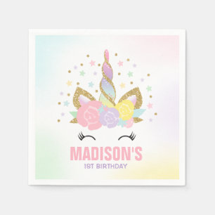 Unicorn Birthday Party Napkin Whimsical Unicorn