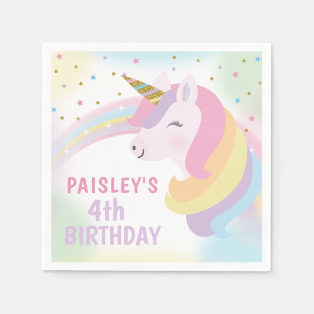 Unicorn Birthday Party Napkins (Front)