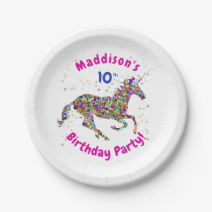 Unicorn - Birthday Party Paper Plate - Child 10th