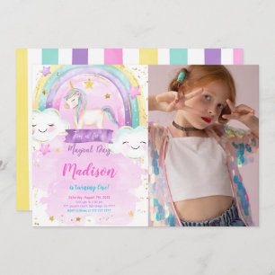 Unicorn Birthday Party Photo Invitation
