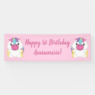 Unicorn Birthday Party Pink Banner