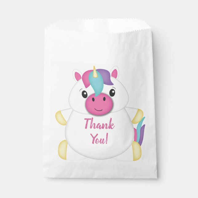 Unicorn Birthday Party Pink Favour Bags (Front)