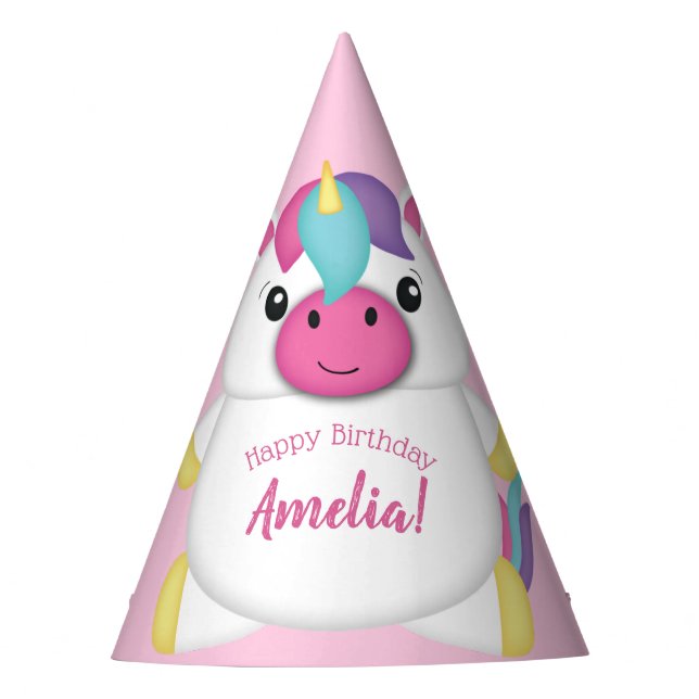 Unicorn Birthday Party Pink Hat (Front)