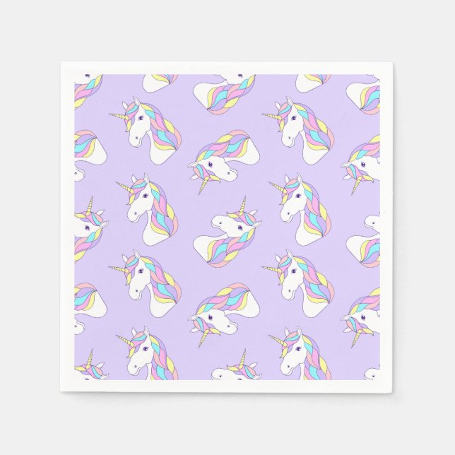 Unicorn Birthday Party Purple Napkin (Front)