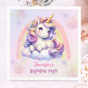 Unicorn Birthday Party Purple Pink & Gold  Napkin
