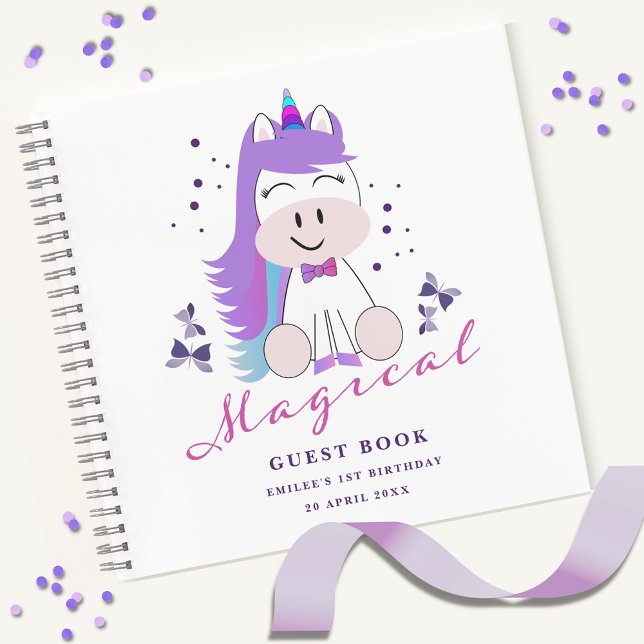 Unicorn Birthday Party Rainbow Colours Guest Book (Creator Uploaded)