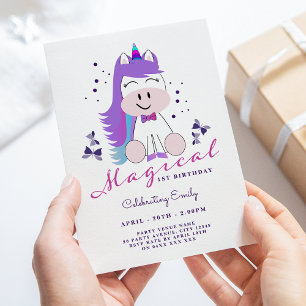 Unicorn Birthday Party Rainbow Colours Invitation