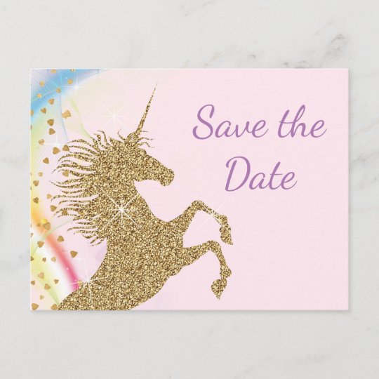 Unicorn Birthday Party Save The Date Postcards Zazzle Co Uk