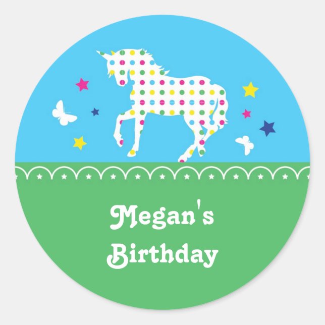 Unicorn Birthday Party Sticker (Front)