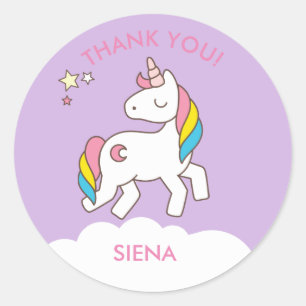 Unicorn Birthday Party Thank You Classic Round Sticker