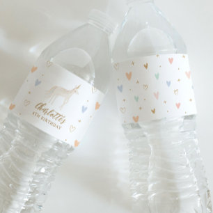 Unicorn Birthday Party Water Bottle Label