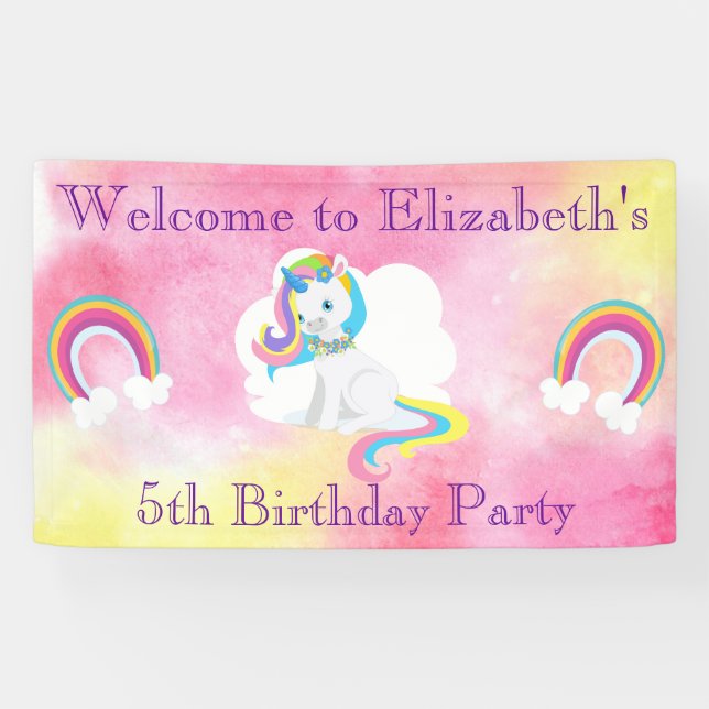 Unicorn Birthday Party Welcome Banner (Horizontal)
