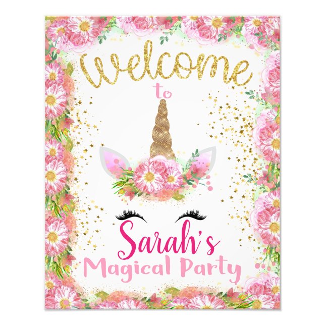 Unicorn Birthday Party Welcome Sign (Front)