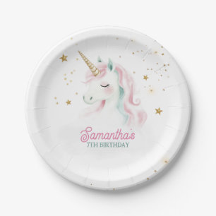 Unicorn Birthday, Pastel Unicorn, Rainbow Paper Plate