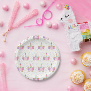 Unicorn Birthday Pattern Paper Plate