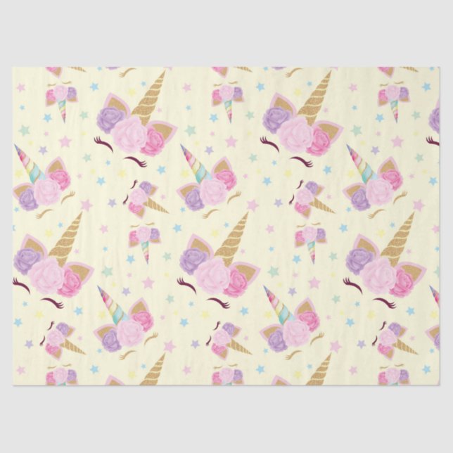 Unicorn Birthday Pattern Tissue Paper (Front)