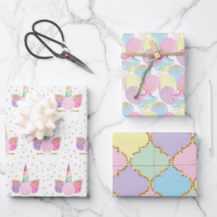 Unicorn Birthday Pattern Wrapping Paper Sheet