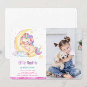 Unicorn Birthday Photo Invitation